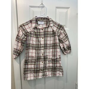 Old Navy Girls Plaid Shirt Dress 5T Button Front Long Sleeve Casual